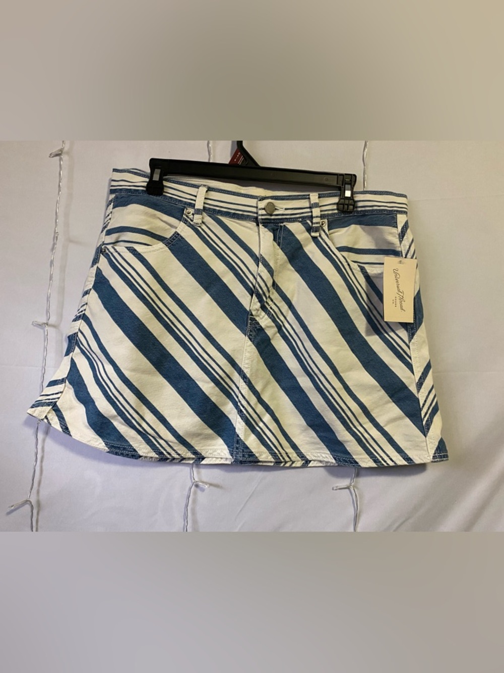 Universal Thread Blue and White Striped Denim Skirt